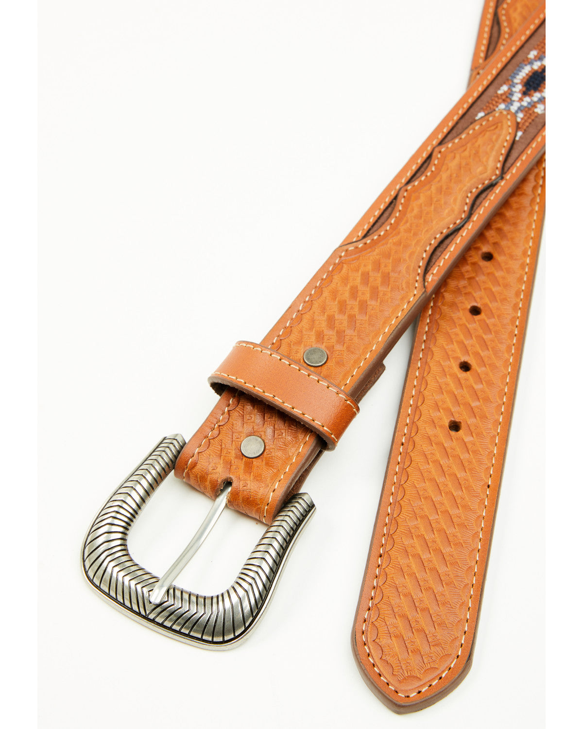 Men's Chesny Cross-Stitched Western Belt