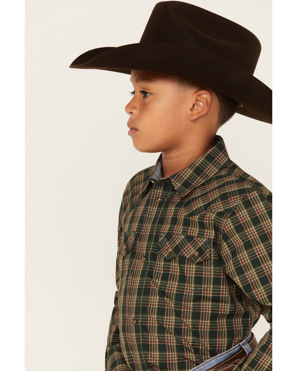 Boys' Douglas Fir Plaid Print Long Sleeve Snap Western Shir