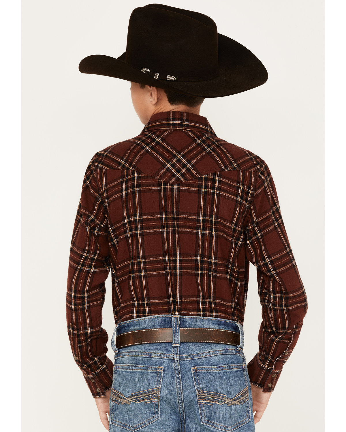 Boys' Plaid Print Long Sleeve Snap Flannel Shirt