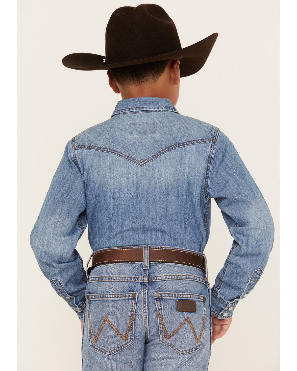 Boys' Cave Creek Long Sleeve Pearl Snap Western Denim Shirt