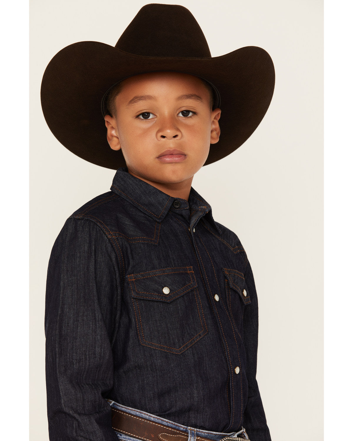 Boys' Cave Creek Long Sleeve Pearl Snap Western Denim Shirt