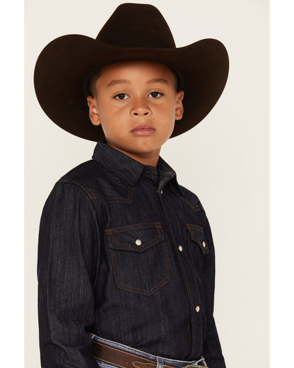 Boys' Cave Creek Long Sleeve Pearl Snap Western Denim Shirt