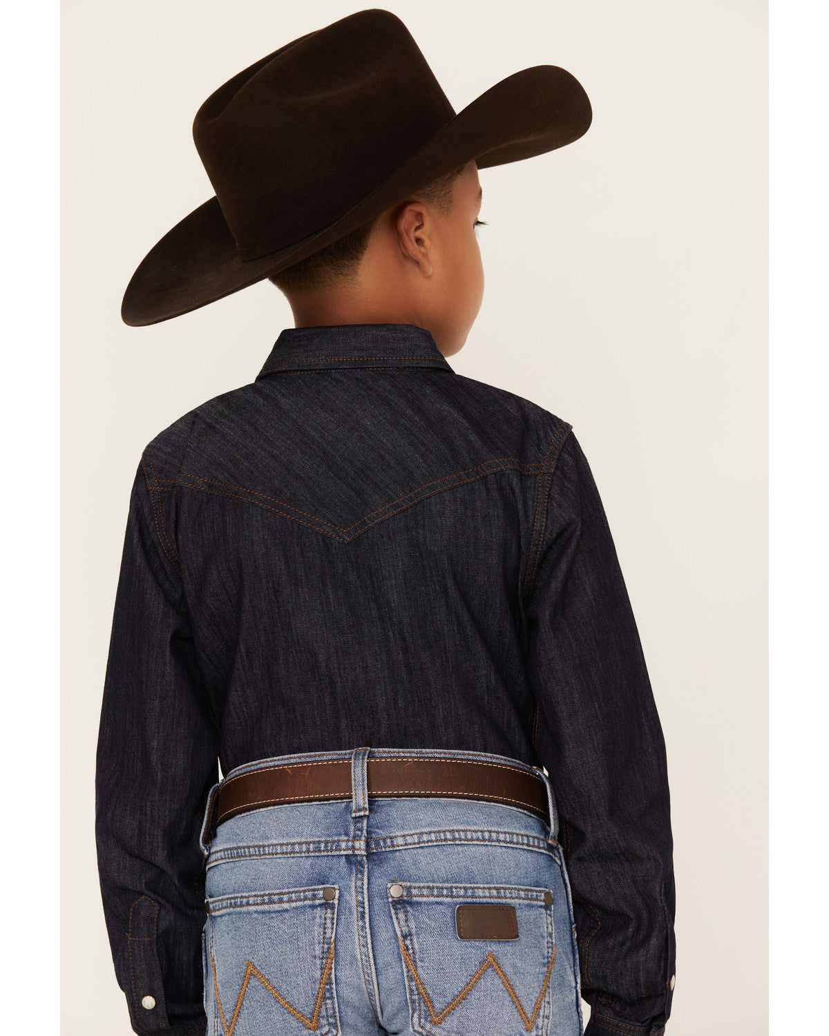 Boys' Cave Creek Long Sleeve Pearl Snap Western Denim Shirt