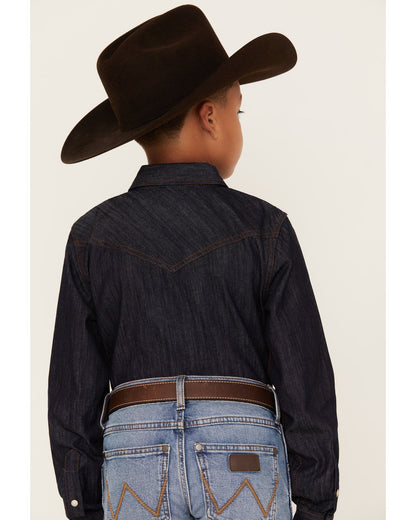 Boys' Cave Creek Long Sleeve Pearl Snap Western Denim Shirt