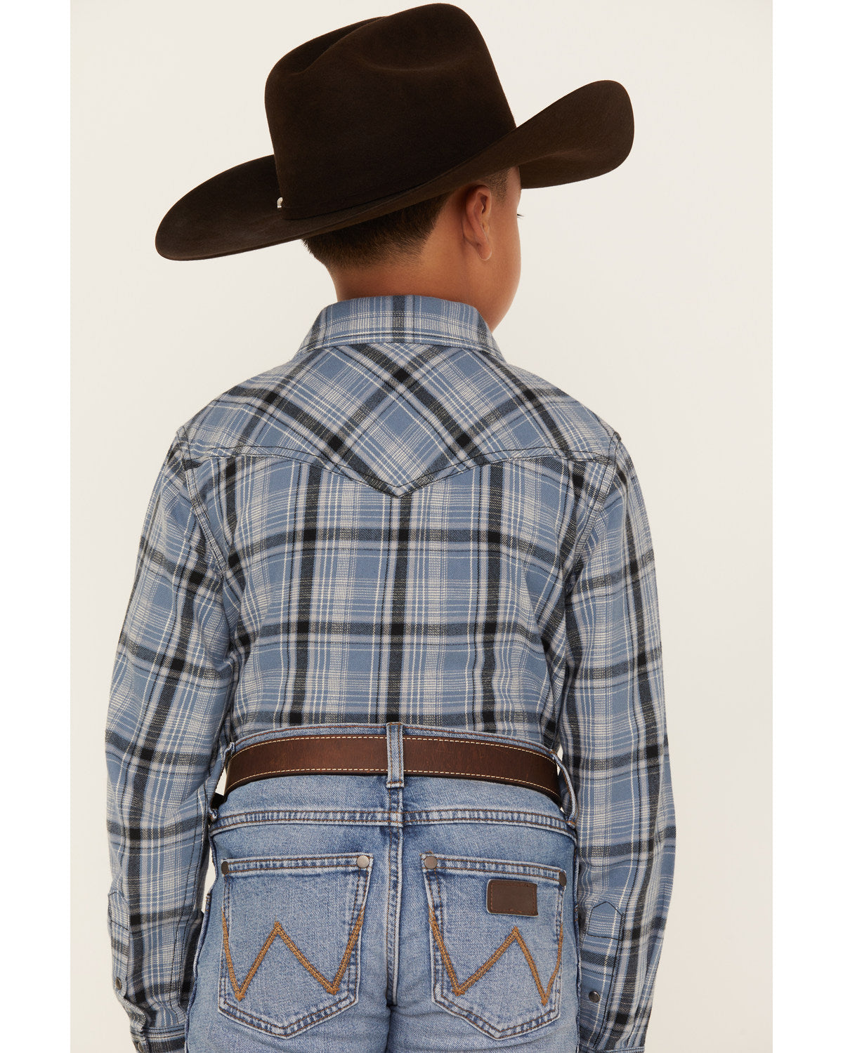 Boys' Plaid Print Long Sleeve Snap Western Flannel Shirt