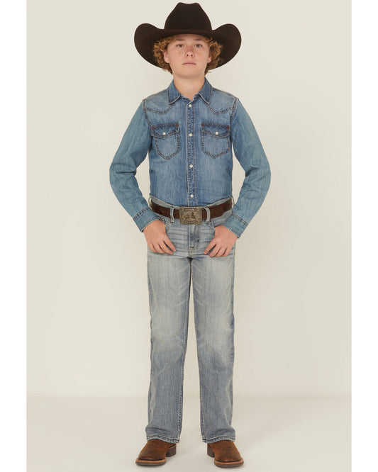 Boys' Medium Wash Buckskin Slim Bootcut Stretch Denim Jeans