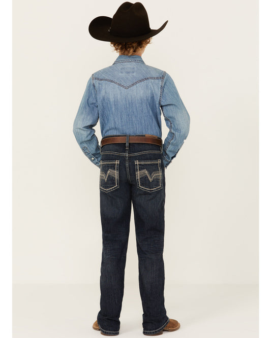 Boys' Dark Wash Moonlight Slim Bootcut Stretch Denim Jeans