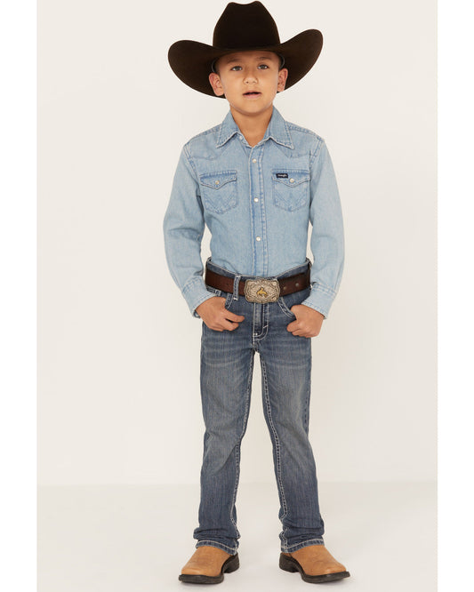 Little Boys' Stone Cold Wash Slim Bootcut Stretch Jeans - S