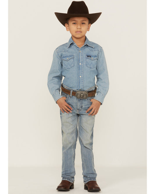 Boys' Crupper Light Wash Stretch Slim Straight Jeans
