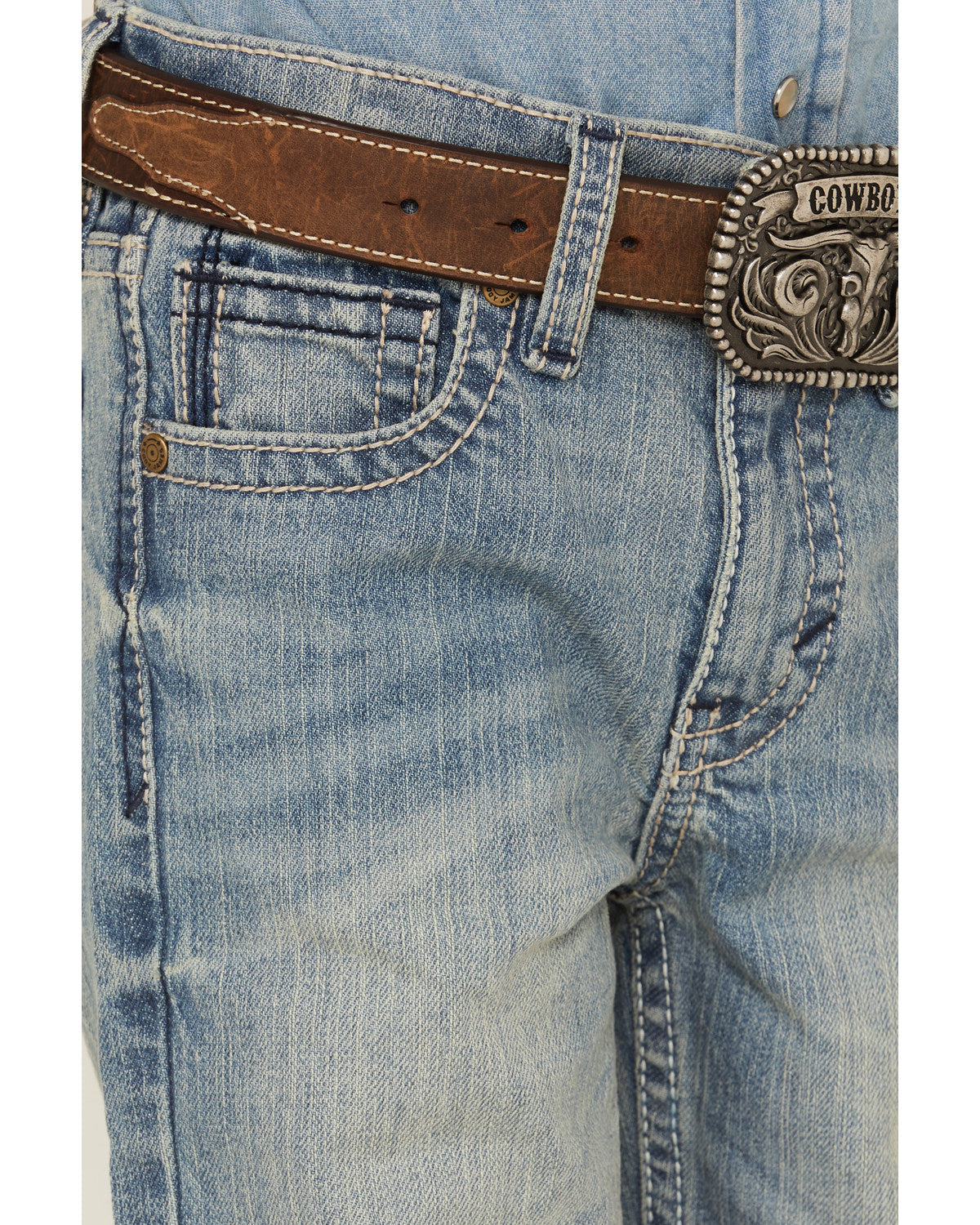 Boys' Crupper Light Wash Stretch Slim Straight Jeans