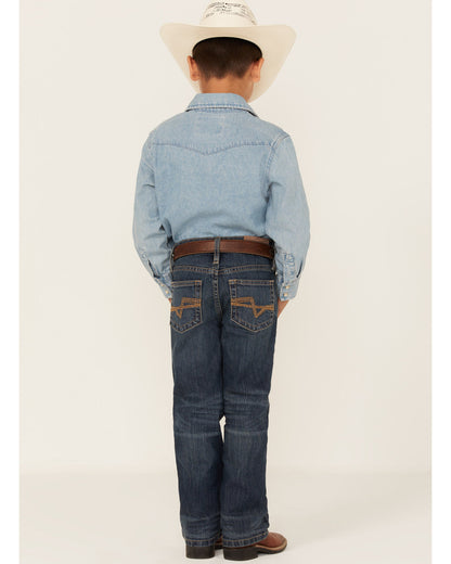 Little Boys' Saguaro Dark Wash Mid Rise Stretch Slim Bootcu