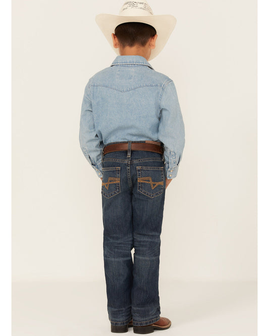 Little Boys' Saguaro Dark Wash Mid Rise Stretch Slim Bootcu