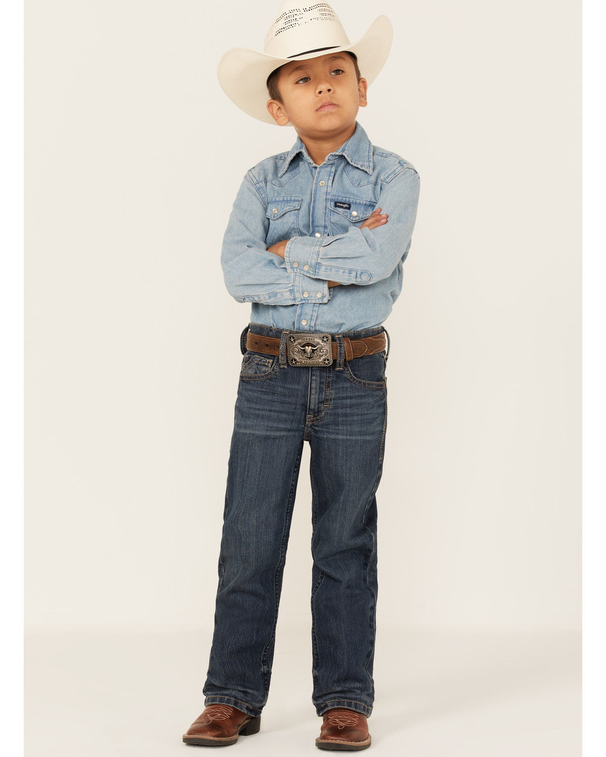 Little Boys' Saguaro Dark Wash Mid Rise Stretch Slim Bootcu
