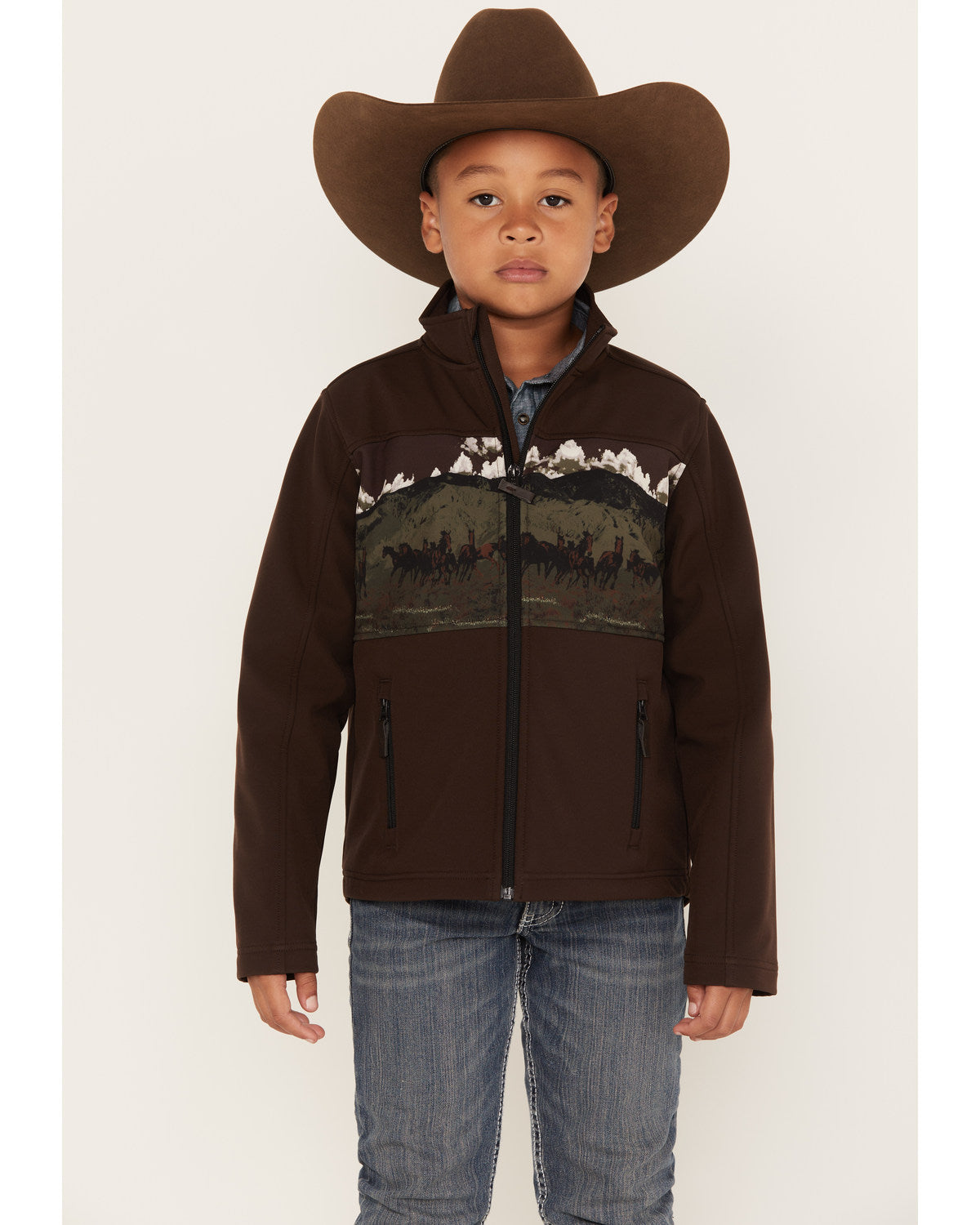 Boys' Western Scenic Print Softshell Jacket