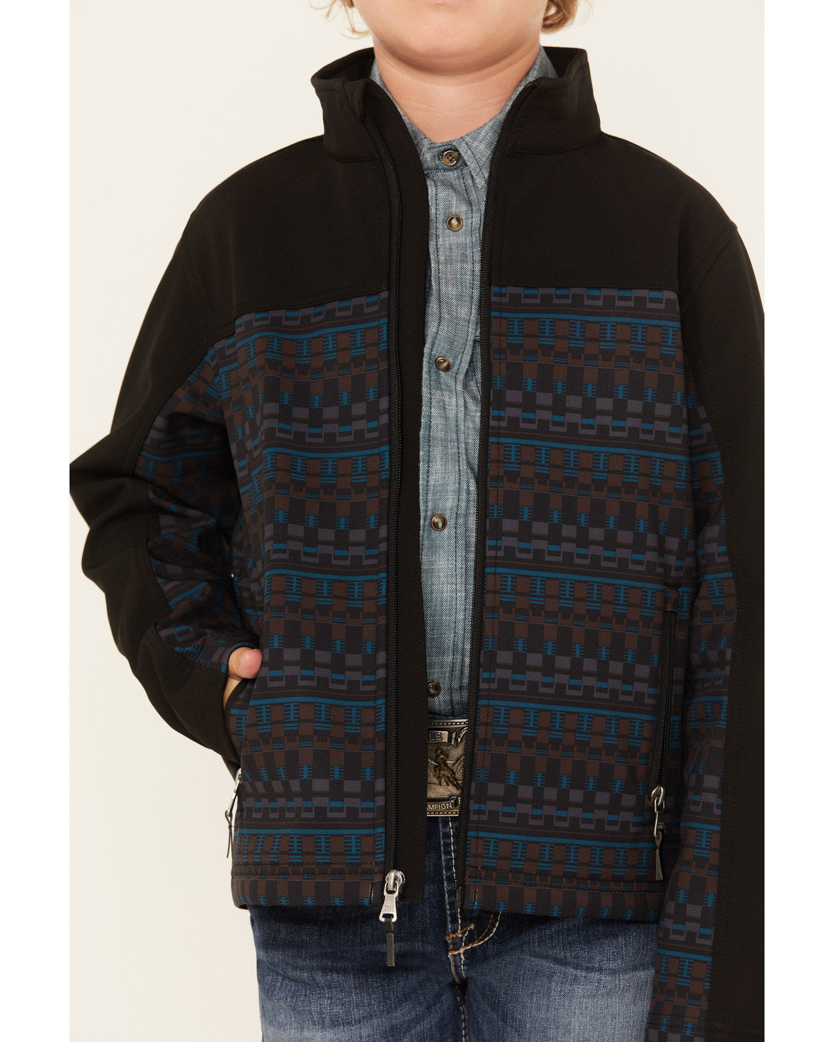Boys' Color Block Pattern Softshell Jacket