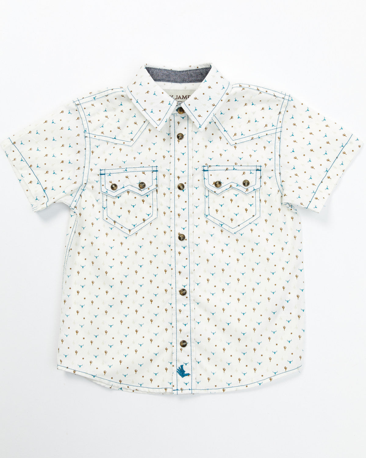 Toddler Boys' Bull and Cactus Print Short Sleeve Snap Weste