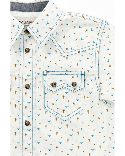Toddler Boys' Bull and Cactus Print Short Sleeve Snap Weste
