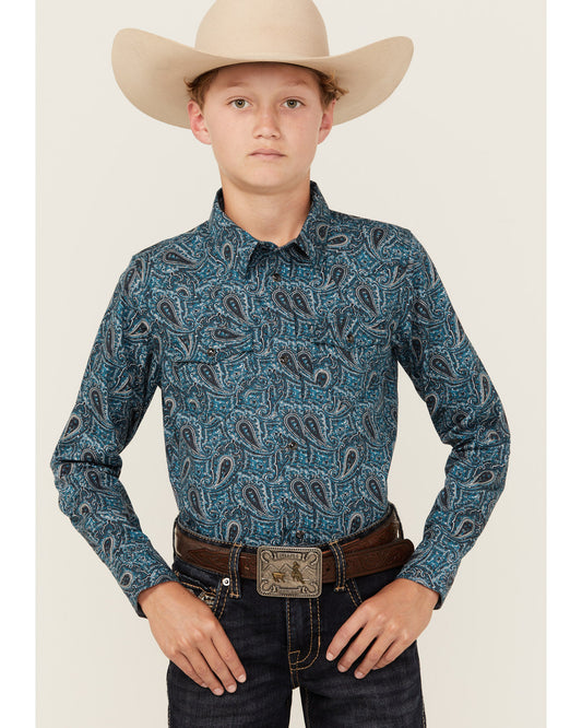 Boys' Lasso Paisley Print Long Sleeve Snap Western Shirt