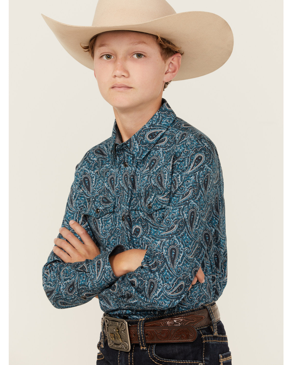Boys' Lasso Paisley Print Long Sleeve Snap Western Shirt