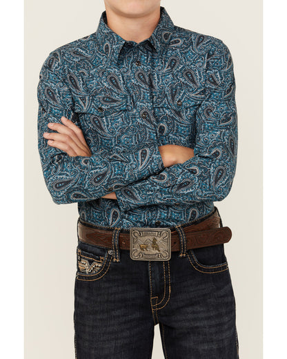 Boys' Lasso Paisley Print Long Sleeve Snap Western Shirt