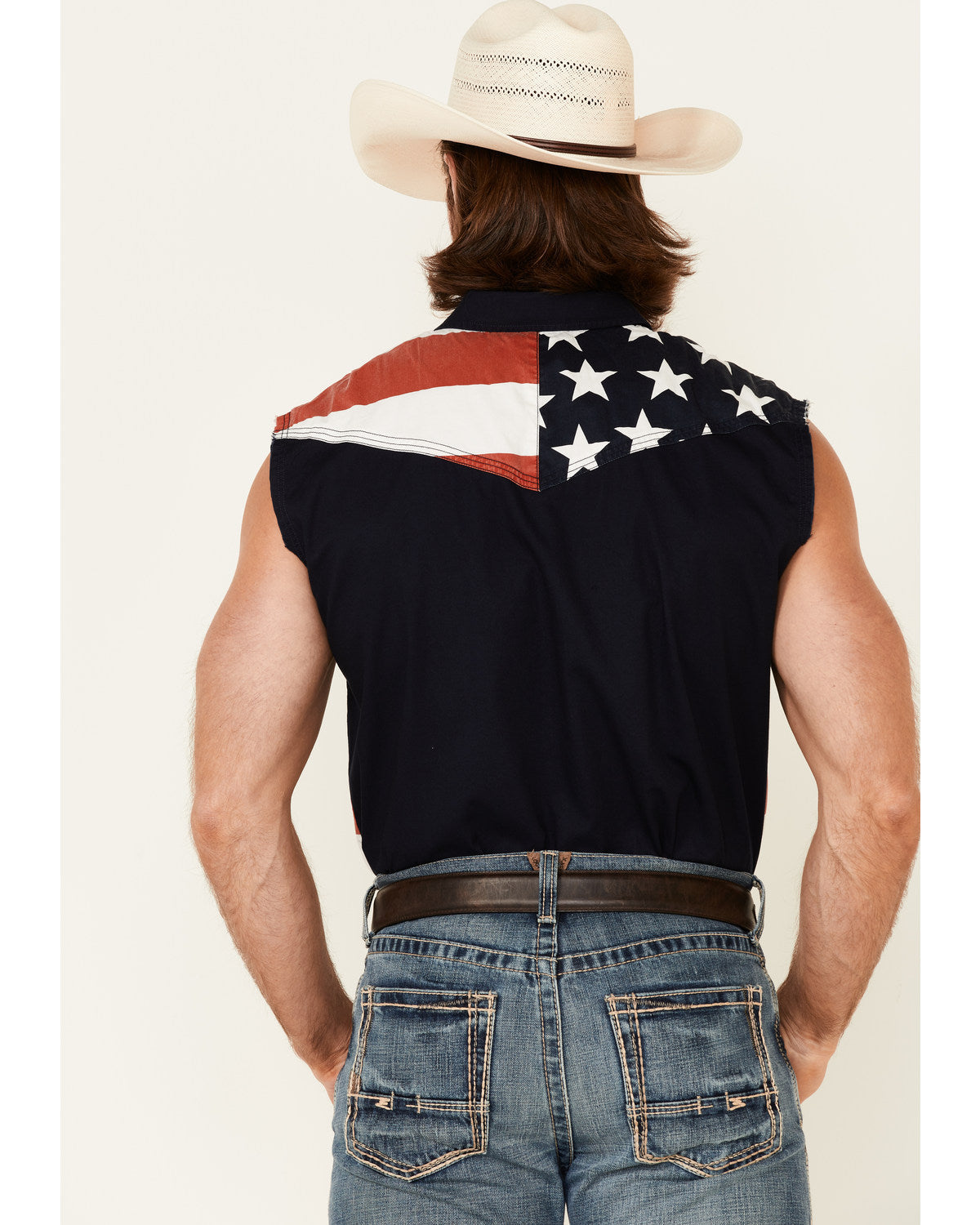 Men's American Flag Bubba Sleeveless Western Shirt