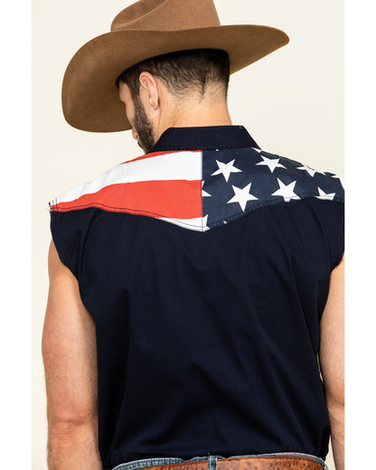 Men's American Flag Bubba Sleeveless Western Shirt