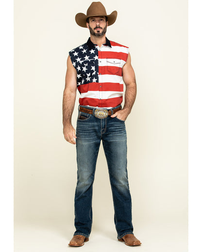 Men's American Flag Bubba Sleeveless Western Shirt