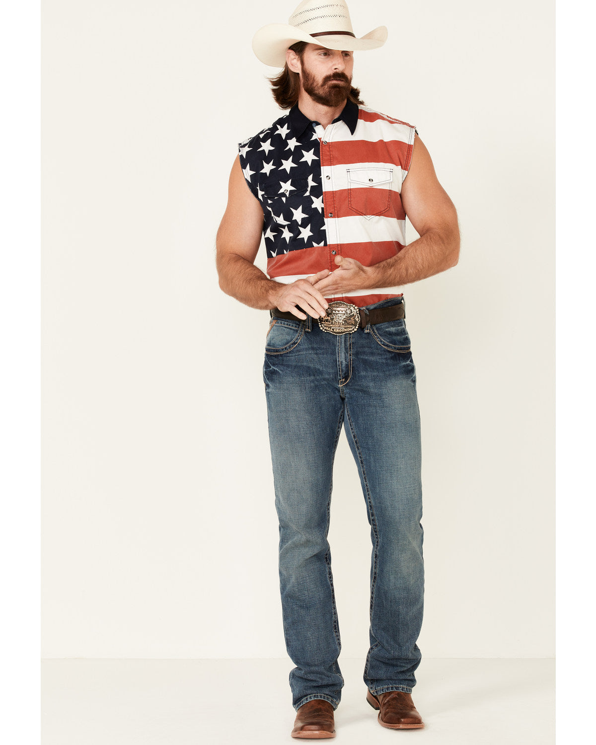 Men's American Flag Bubba Sleeveless Western Shirt