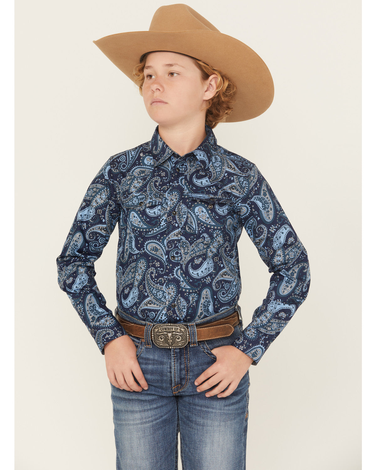 Boys' Westward Paisley Print Long Sleeve Snap Western Shirt