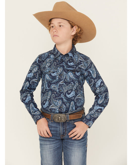 Boys' Westward Paisley Print Long Sleeve Snap Western Shirt