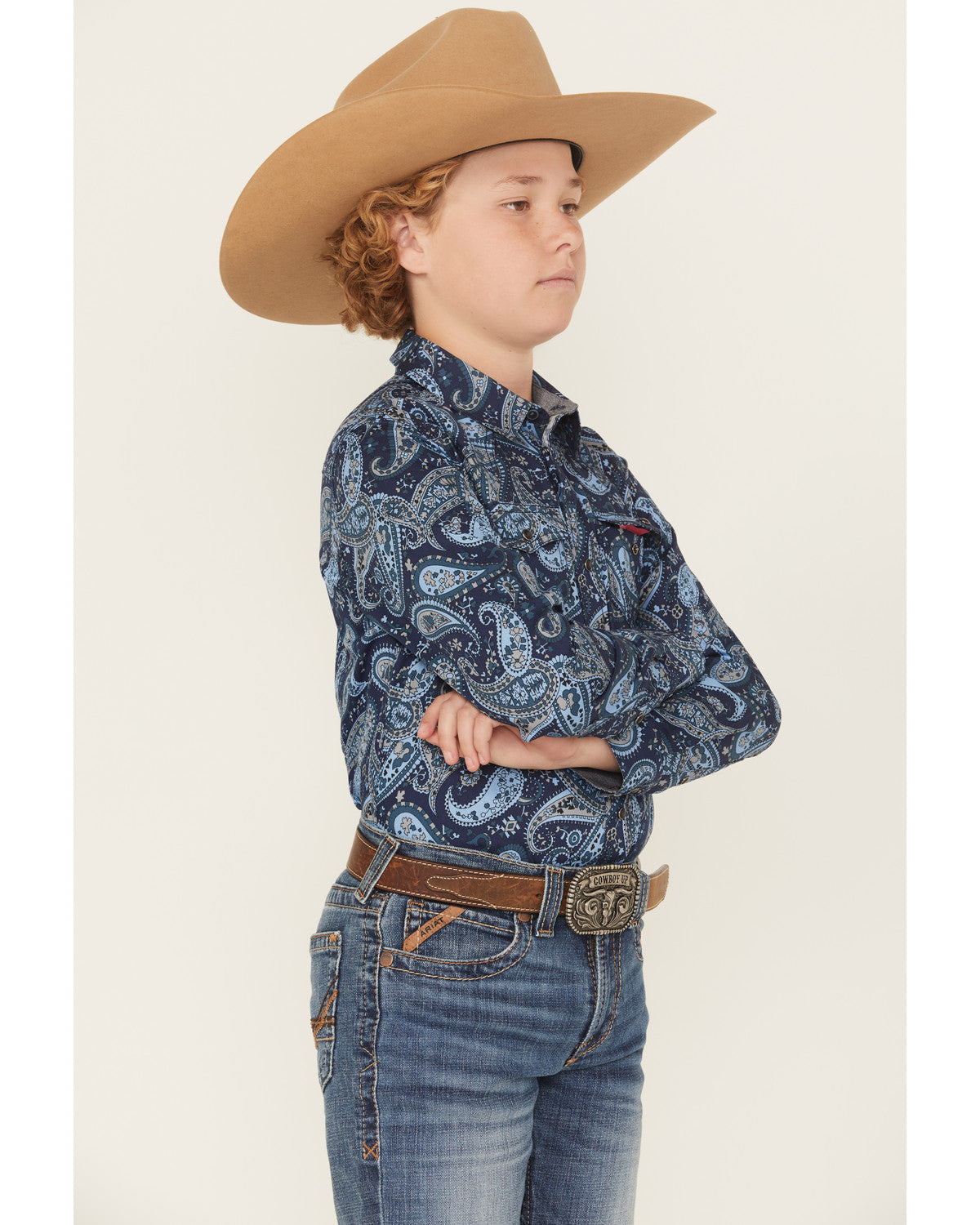 Boys' Westward Paisley Print Long Sleeve Snap Western Shirt