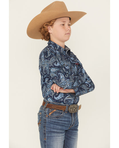 Boys' Westward Paisley Print Long Sleeve Snap Western Shirt