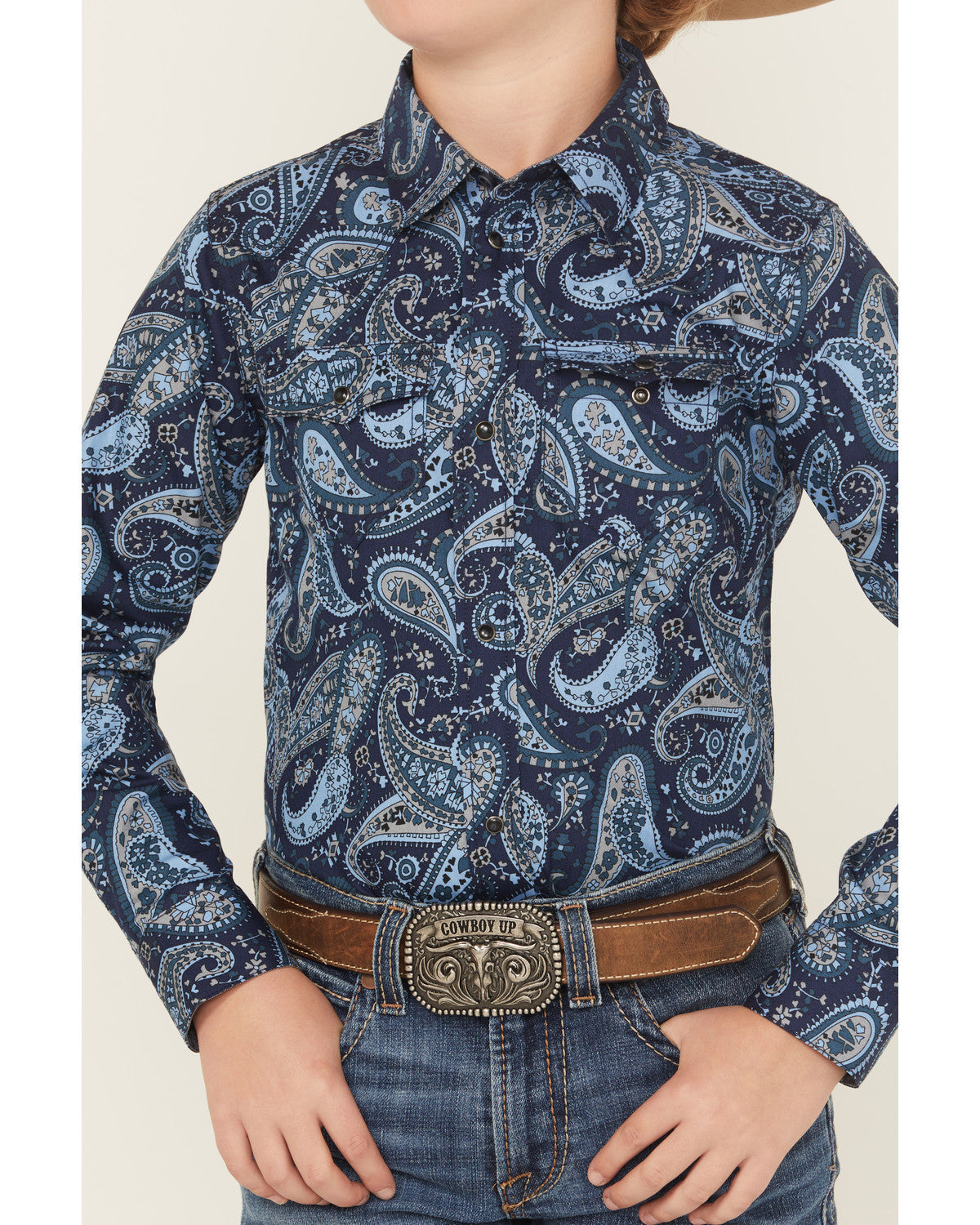 Boys' Westward Paisley Print Long Sleeve Snap Western Shirt