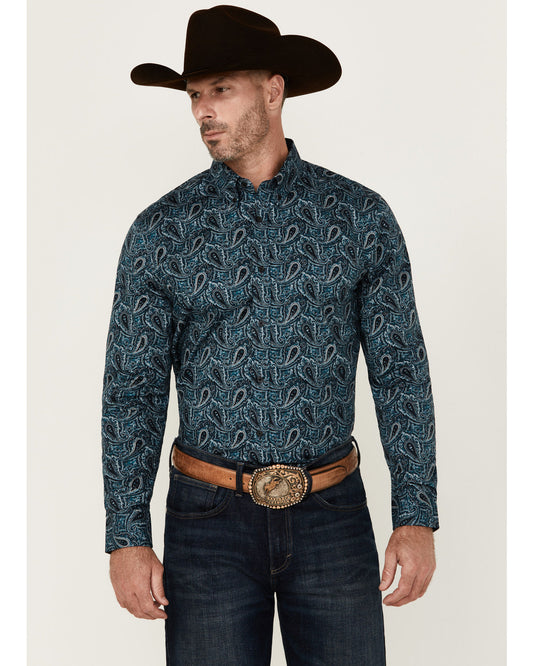Men's Lasso Paisley Print Long Sleeve Button-Down Stretch W