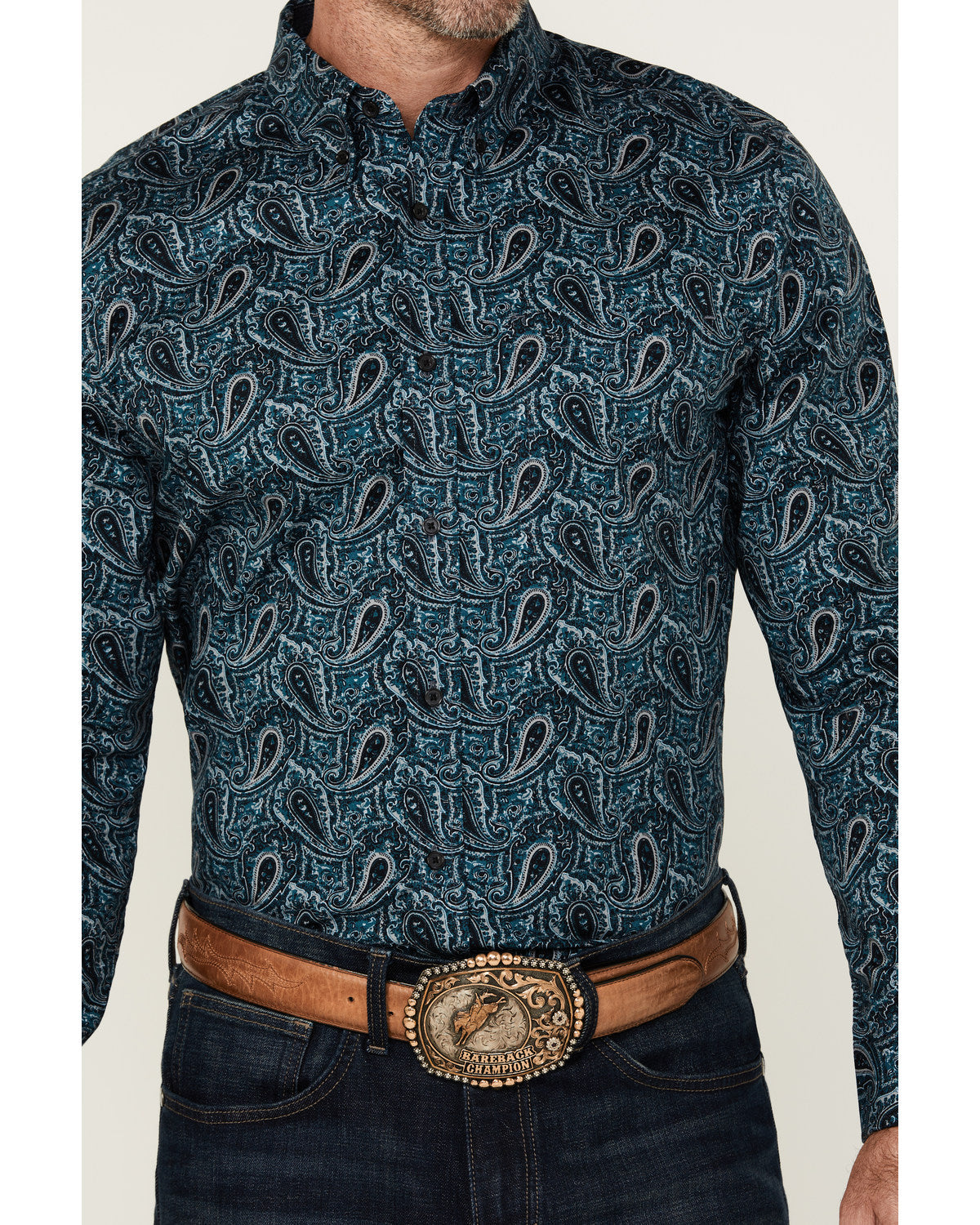 Men's Lasso Paisley Print Long Sleeve Button-Down Stretch W