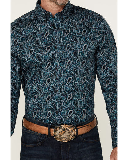 Men's Lasso Paisley Print Long Sleeve Button-Down Stretch W