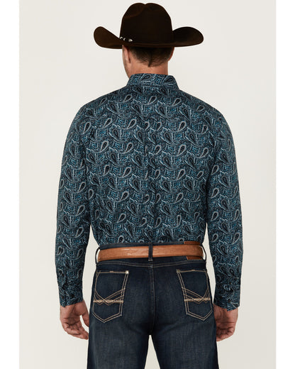 Men's Lasso Paisley Print Long Sleeve Button-Down Stretch W