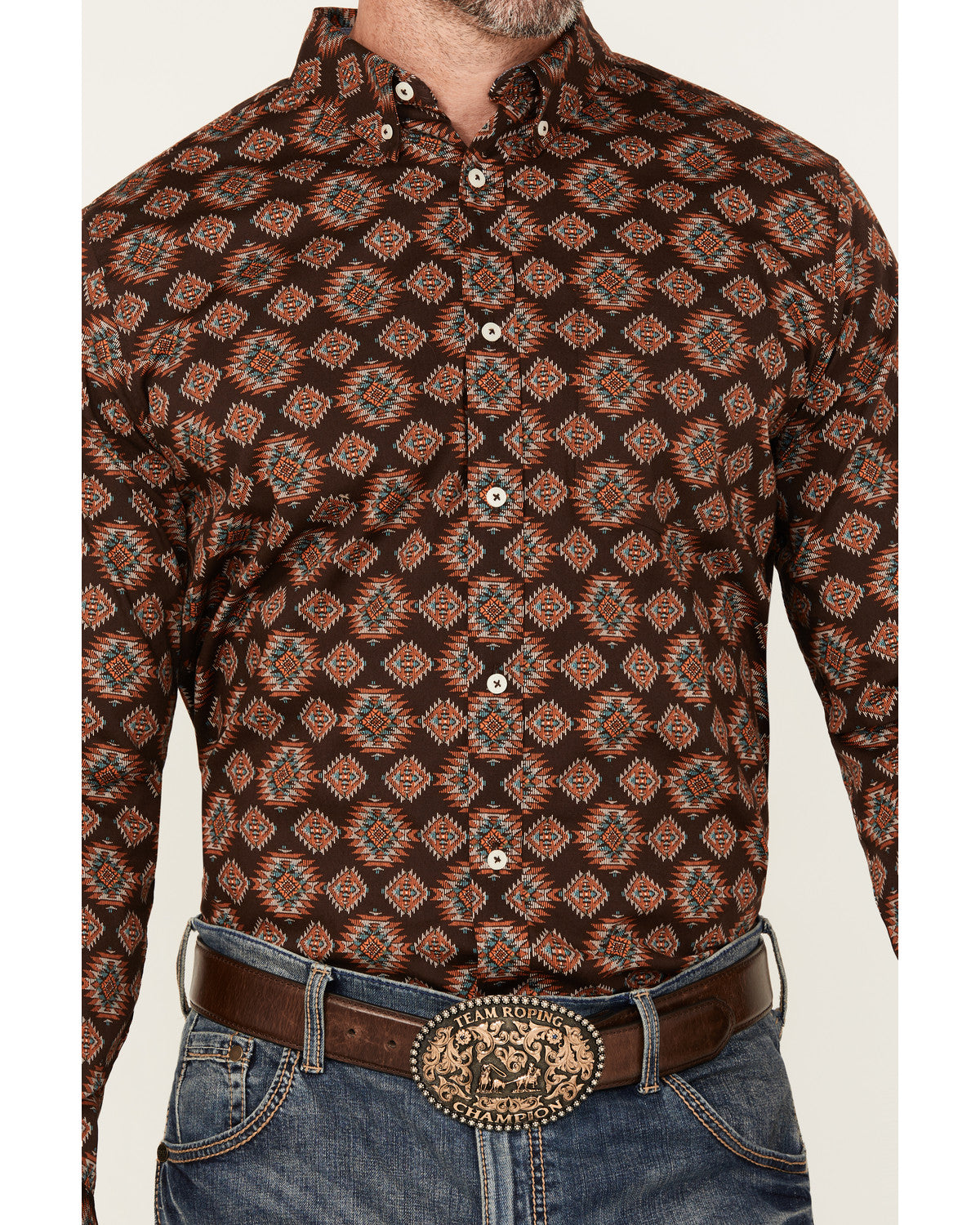 Men's Bite The Bullet Southwestern Print Long Sleeve Button