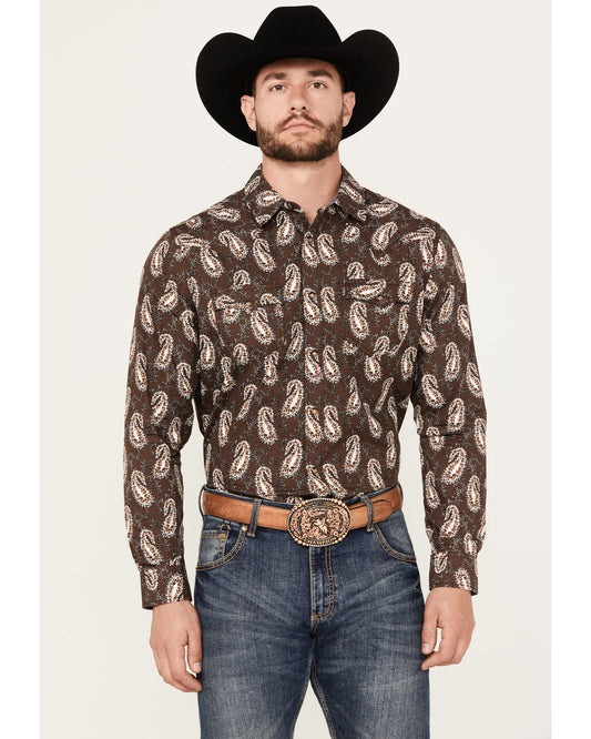 Men's Flea Market Paisley Print Long Sleeve Snap Western Sh