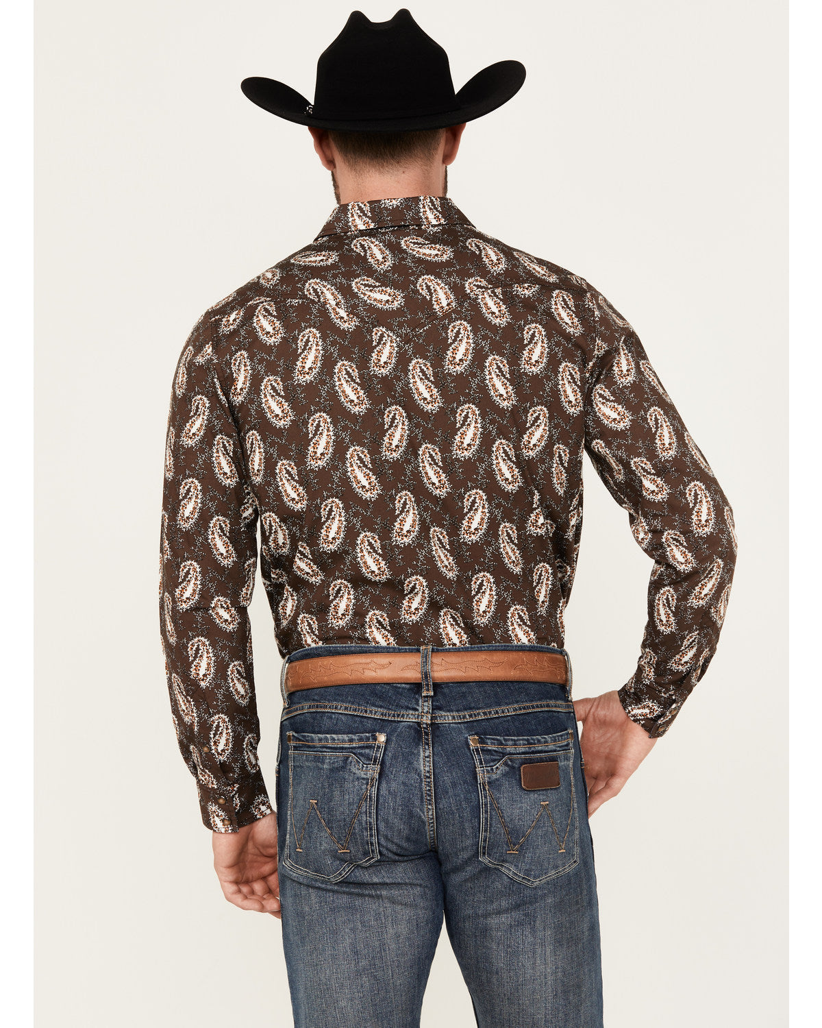 Men's Flea Market Paisley Print Long Sleeve Snap Western Sh