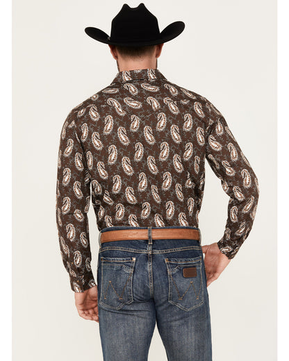 Men's Flea Market Paisley Print Long Sleeve Snap Western Sh