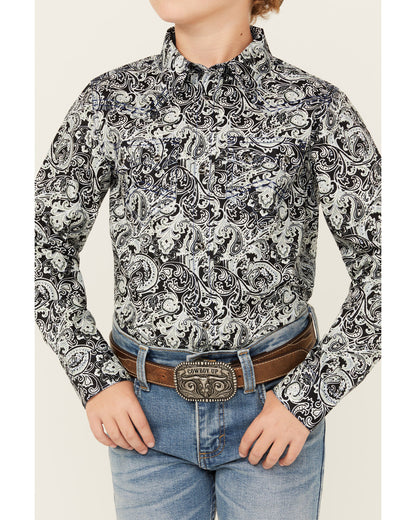Boys' Showdown Paisley Print Long Sleeve Snap Western Shirt