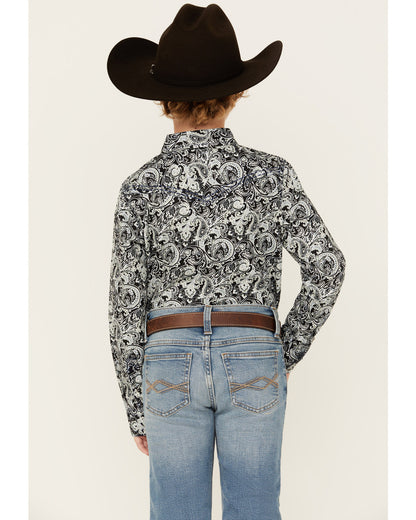 Boys' Showdown Paisley Print Long Sleeve Snap Western Shirt