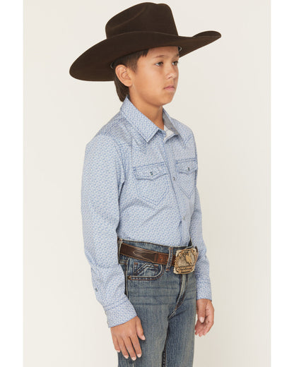 Boys' Coastal Cowboy Geo Print Long Sleeve Snap Western Shi