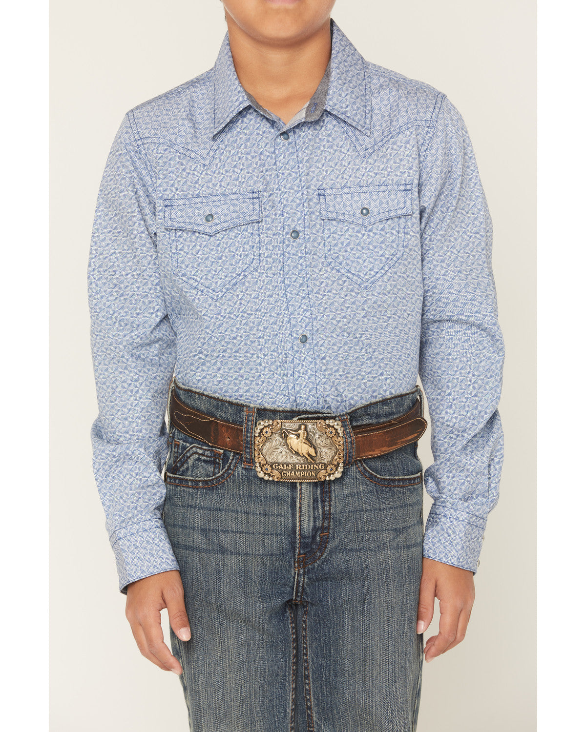Boys' Coastal Cowboy Geo Print Long Sleeve Snap Western Shi