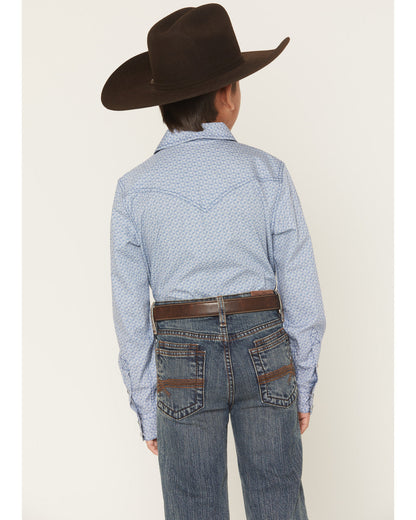 Boys' Coastal Cowboy Geo Print Long Sleeve Snap Western Shi