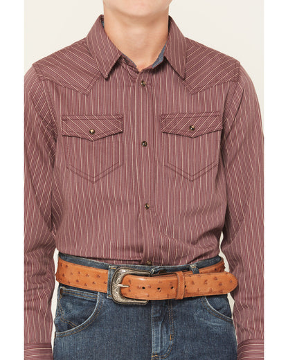Boys' Everest Peak Striped Print Long Sleeve Snap Western S