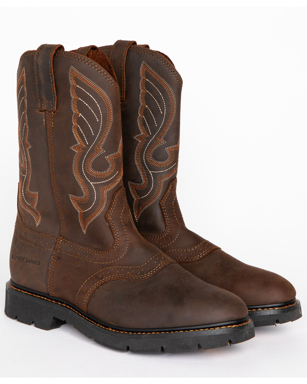 Men's Mustang Western Pull-On Work Boots - Soft Toe