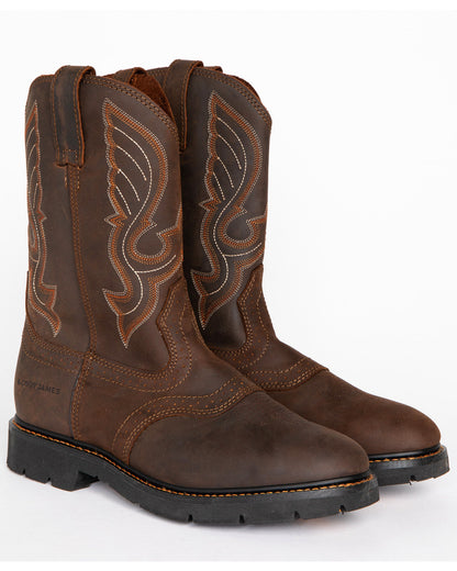 Men's Mustang Western Pull-On Work Boots - Soft Toe