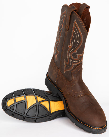 Men's Mustang Western Pull-On Work Boots - Soft Toe